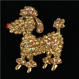 Crystal Dog Brooch