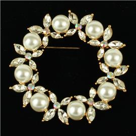 Pearls Flower Brooch