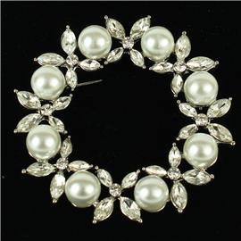 Pearls Flower Brooch