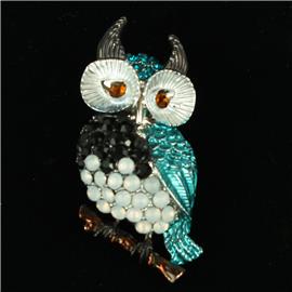 Crystal Owl Brooch