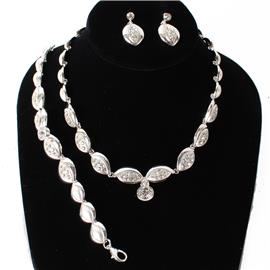 Metal Casting Oval 3pCS Necklace Set