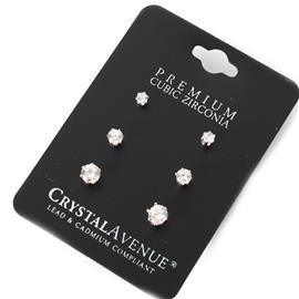 CZ Stud Three Pairs Earring