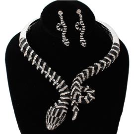 Crystal Enamel Snake Necklace Set