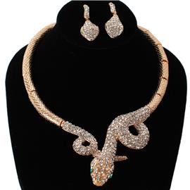 Fashion Crystal Snake Necklace Set