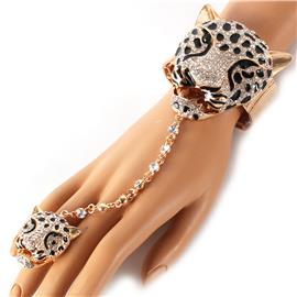Fashion Crystal Tiger With Ring Bracelet
