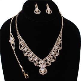 RhinestonesTear 3 Pcs Necklace Set