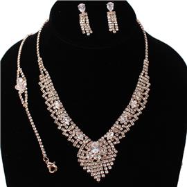 Rhinestones Fringed 3 Pcs Necklace Set