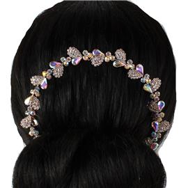 Rhinestones Teardrop Round Hair Comb