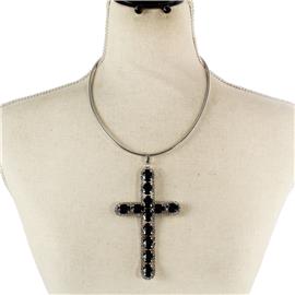 Crystal Cross Necklace Set