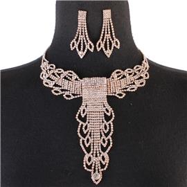 Rhinestone Drop Necklace Set
