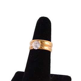 ""7" Stainless Steel CZ Double Ring "