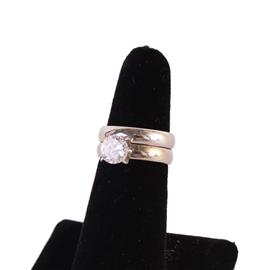 ""8" Stainless Steel CZ Double Ring "
