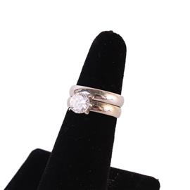 ""9" Stainless Steel CZ Double Ring "