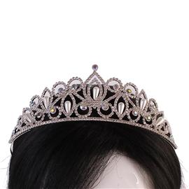 Rhinestones Pearl Leaves Tiara