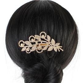 Rhinestones Casting Butterfly-Leaves Hair-Comb