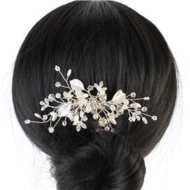 Pearl- Crystal Flower Hair -Comb