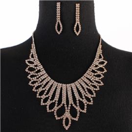 Rhinestones Leaves Shape Necklce Set