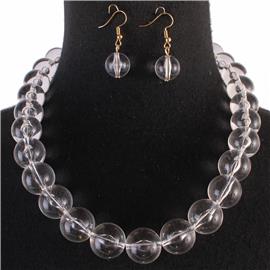 Clear Ball Necklace Set