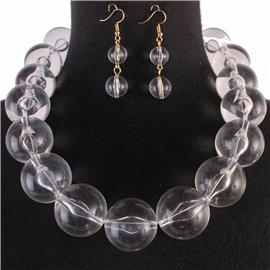 Clear Ball Chunky Necklace Set