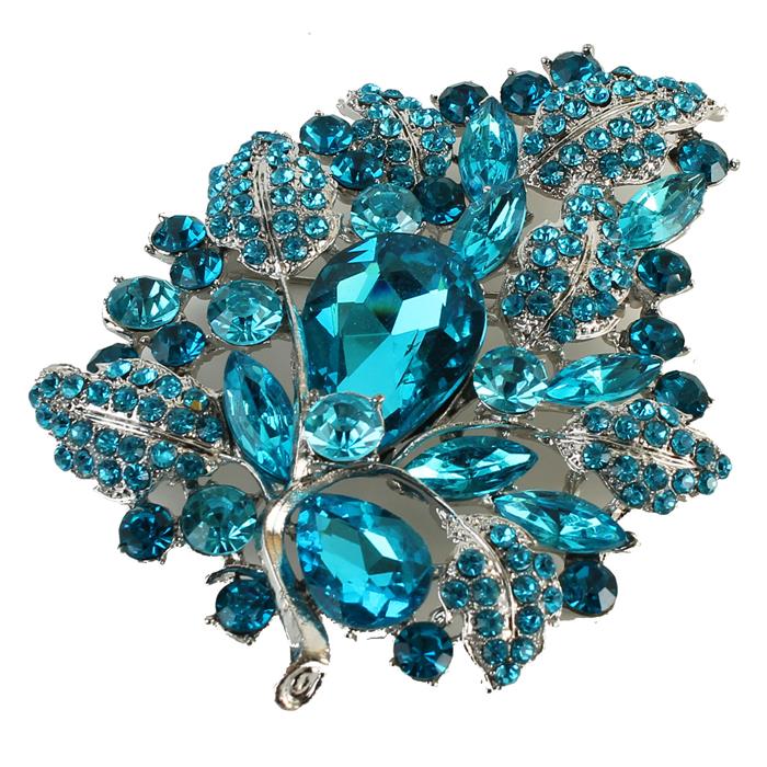 Crystal Leaves Brooch D D Florida Import