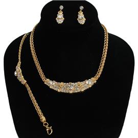 Metal Rhinestones 3 Pcs Necklace Set