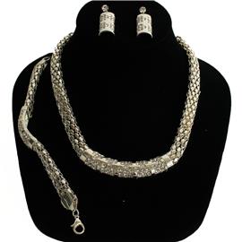 Metal Rhinestones 3 Pcs Necklace Set