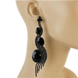 Crystal Long Swirl-Oval Earring