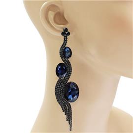 Crystal Long Swirl-Oval Earring