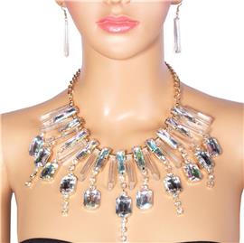Glass Crystal Rhinestone Necklace Set