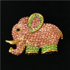 Rhinestone Elephant Brooch