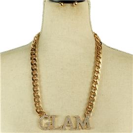 Metal Link Chain Glam Necklace Set