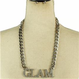 Metal Link Chain Glam Necklace Set