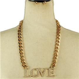 Metal Link Chain Love Necklace Set