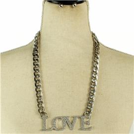 Metal Link Chain Love Necklace Set