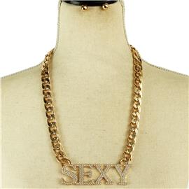 Metal Link Chain Sexy Necklace Set