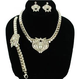 Metal Chain Pearl 3 Pcs Necklace Set