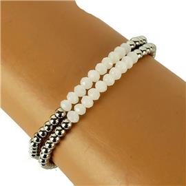 Stainless Steel Crystal Beads Stretch Bracelet