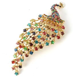 Crystal Peacock Brooch