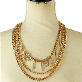 Chain Multilayereds Drippin Necklace Set