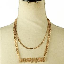 Double Chain Drippin Necklace Set