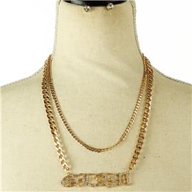 Double Chain Glam Necklace Set