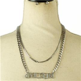 Double Chain Glam Necklace Set