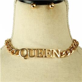 Link Chain Queen Choker Necklace Set