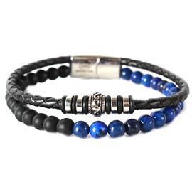 Stainless Steel Leather Beads Bracelet