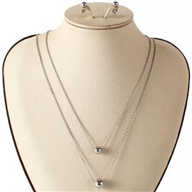 Stainless Steel Pendant Double Layereds Necklace Set