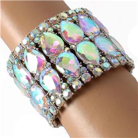 Glass Crystal Teardrop Stretch Bracelet