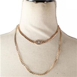 Link Chain Double Layereds Necklace Set
