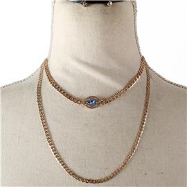 Link Chain Double Layereds Necklace Set