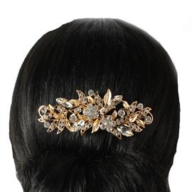 Crystal Metal Flower Hair Comb