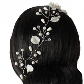 Pearl Wired Leaf Hair Pin / Headband